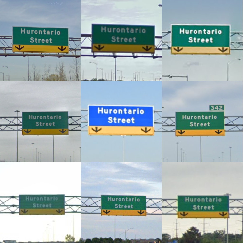 Texture for Hurontario Street 401 East Est Toronto 403 West Ouest London QEW Queen Elizabeth Way Exit 119 132 342 Green Blue Assassin Girl Ninja Boy Wolf Dog Cat Yellow and Black Exit Arrow
