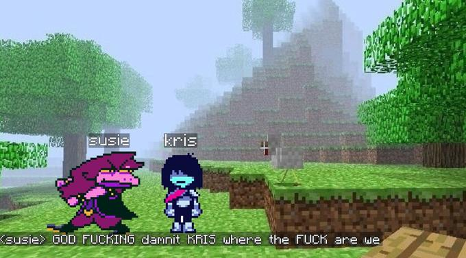 Texture for Kris Deltarune Susie Meme Pixel Art