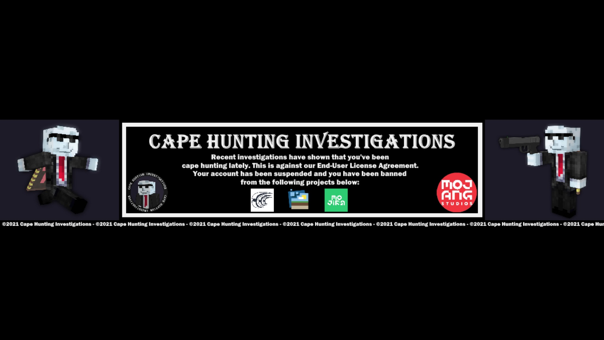 Texture for Cape Hunting Investigations | Exposing Cape Hunters in Minecraft, OG Com, and OG Names Community DO NOT CAPE HUNT Ad by Realmer Gang